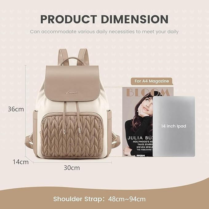 LOVEVOOK Backpack Purse for Women,Small Backpack for Women for Travel Work,Cute Backpack Daypack With Anti-theft Pocket,14 Inch Fashion Ladies Backpack for Daily College Shopping