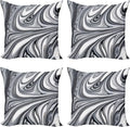 Ambesonne Abstract Throw Pillow Cushion Case Pack of 4, Mix of White and Black Hallucinatory and Surreal Liquid Marble Graphic Artwork, Modern Accent Double-Sided Digital Printing, 18", Grey