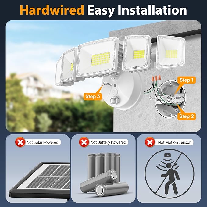 Onforu 120W 12000LM Dusk to Dawn Outdoor Lighting,5 Heads Flood Lights Outdoor,6500K Super Bright Automatic Outdoor Lighting,IP66 Waterproof Hardwired LED Security Lights for Garage,Yard,Outside
