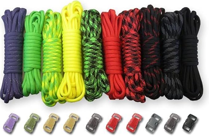 Paracord Planet 550lb Type III Paracord Combo Crafting Kits with Buckles