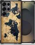 for Samsung Galaxy S25 Ultra Case,Graphic Design for Girl Boy Soft Silicone Hard Acrylic Shock Protection Designed for Samsung Galaxy S25 Ultra Brown World Map Pattern