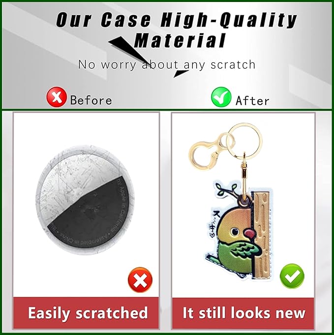 Leather Keychain Holder Case Compatible with AirTag,Cute air tag Cover with Keychain Ring,GPS Tracker Case for Keys