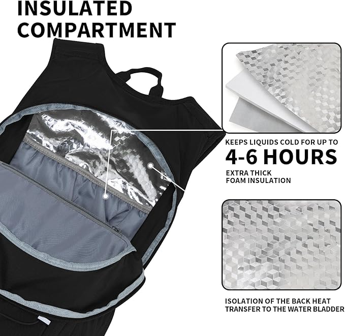 KABAQOO Hydration Backpack, 18L Multipurpose Hiking Backpack with 3L Water Bladder, Water Backpack Insulated Hydration Pack Ideal for Hiking and Cycling
