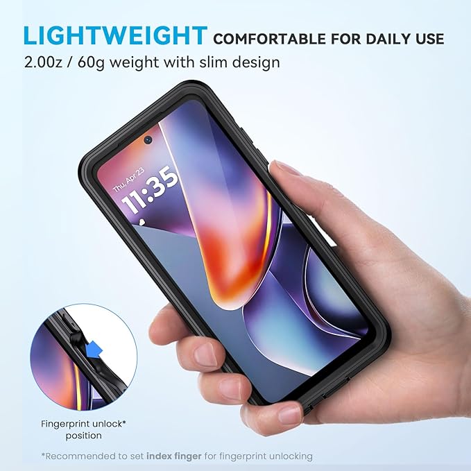 Lanhiem for Moto G 5G 2025 Case, IP68 Waterproof Dustproof Shockproof Case with Built-in Screen Protector, Full Body Underwater Protective Cover for Moto G 5G Only, Black