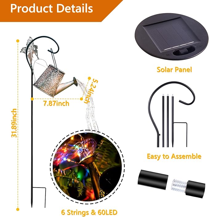 SRNPMIU Solar Watering Can Light, Solar Outdoor Decorative,Garden Decor Lights for Yard, IP65 Waterproof Hanging Lantern Landscape Lights, Garden Gifts for Mom, Grandma Women Birthday