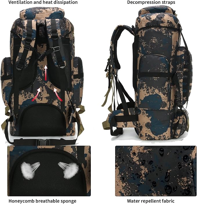Hiking Backpack for Men 70L/100L Camping Backpack Military Rucksack Molle 3 Days Assault Pack for Climbing | Camping Backpack, 3 Days Assault Pack, for Climbing