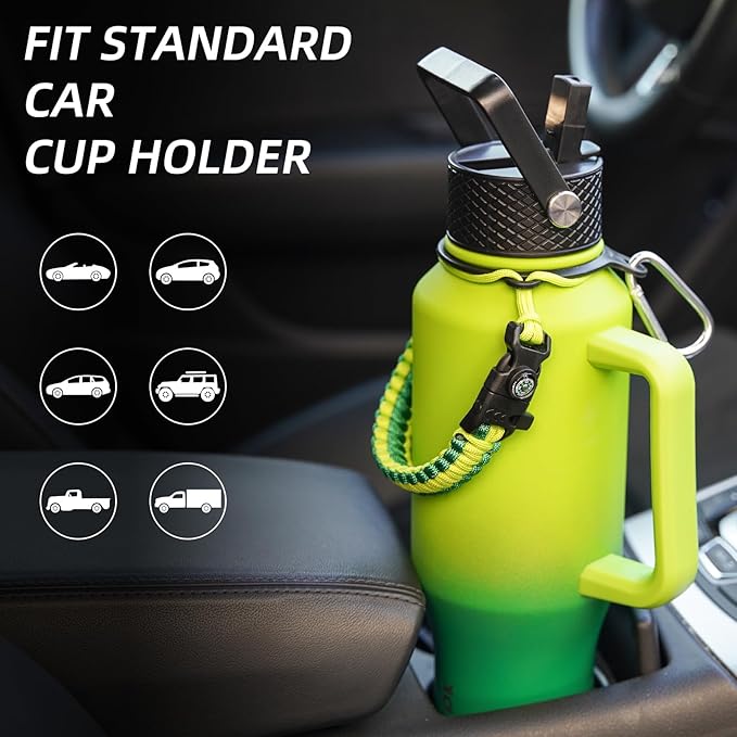 BJPKPK Insulated Water Bottles with Straw Lid, 35oz Metal Water Bottle with 2 lids & Paracord Strap, Double Wall Stainless Steel Tumbler with Handle, Reusable Cups, Mugs, Thermo, Marshmallow