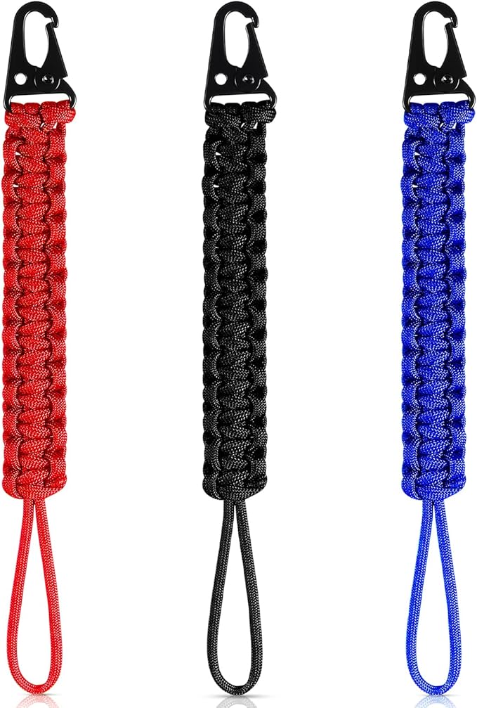 Shappy 3 Pcs Paracord Keychain Weave 550 Paracord 9 Inch Tactical Lanyard Wallet Accessories Camping Fishing Hunting Outdoor