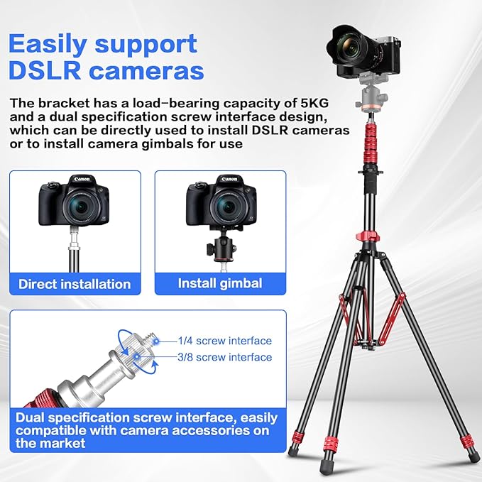 FreeSea Light Stand Aluminum, Adjustable Tripod Stand for Photography, 260cm/102inch Studio Sturdy Tripod for Speedlite Flash Softbox Strobe Light Camera with Carrying Bag