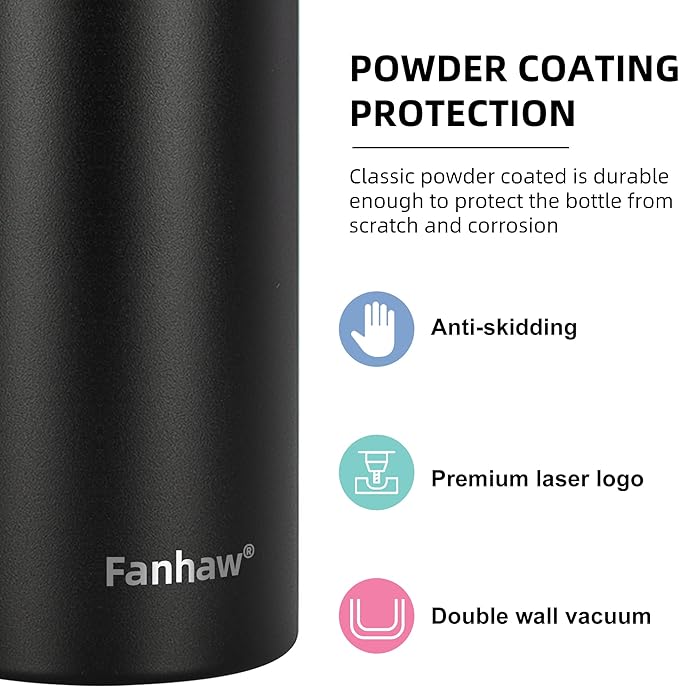 Fanhaw 24 oz Insulated Stainless Steel Water Bottle with Straw Lid, Leakproof & Anti-Dust Sports Bottle for Kids, Women & Men (Pink)