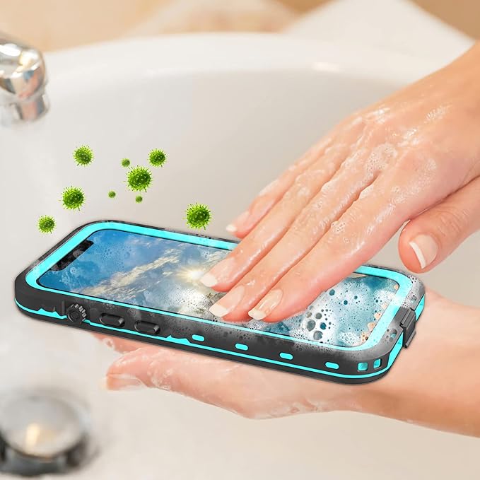 Waterproof Phone Case Compatible with iPhone 13, IP68 Waterproof Shockproof Dust-Proof Phone Case with Built in Screen Protector, Full Body Protective Case (Blue, iPhone 13)