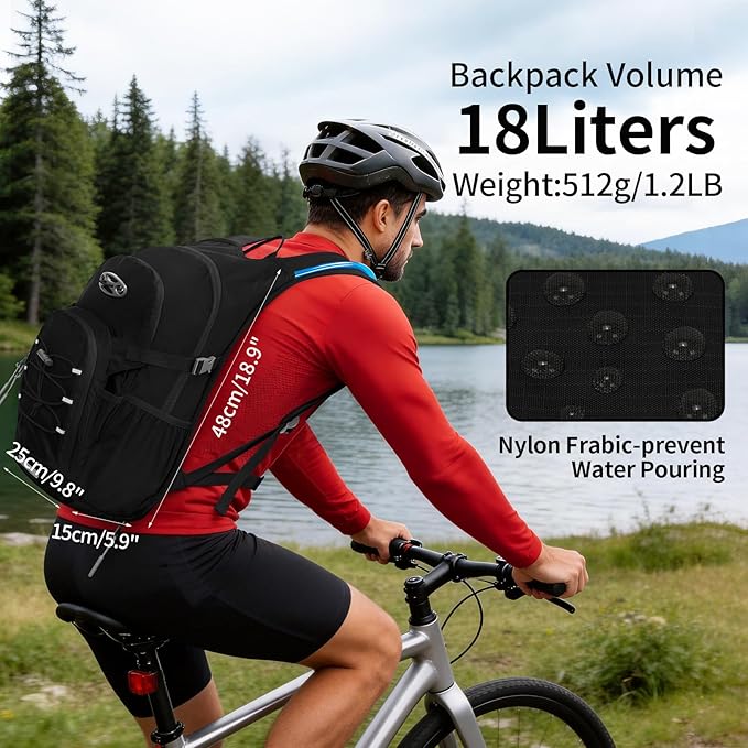 KABAQOO Hydration Backpack, 18L Multipurpose Hiking Backpack with 3L Water Bladder, Water Backpack Insulated Hydration Pack Ideal for Hiking and Cycling