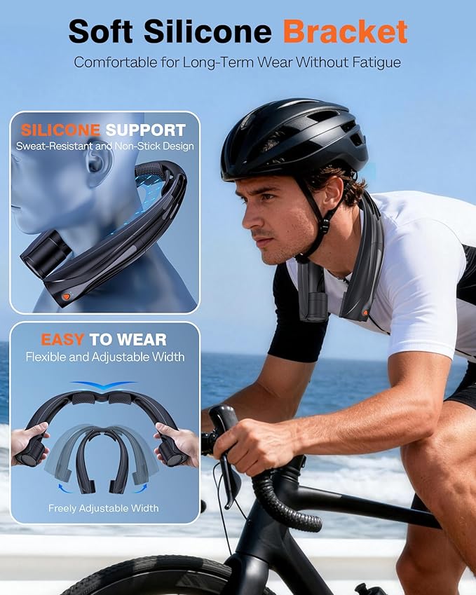 Portable Neck Fan, 6000mAh Personal Fan, 360° Cooling Rechargeable Wearable Fan, 6 Speeds Adjustable Hands Free Fan for Travel Outdoor, Office, Ideal Summer Gifts for Men Women