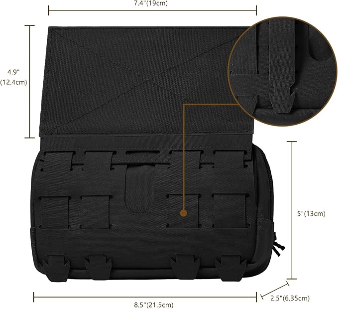 Tactical Admin Pouch Laser Cut MOLLE EDC Tool Organizer with Carabiner and Keychain Modular Dangler Utility Sack