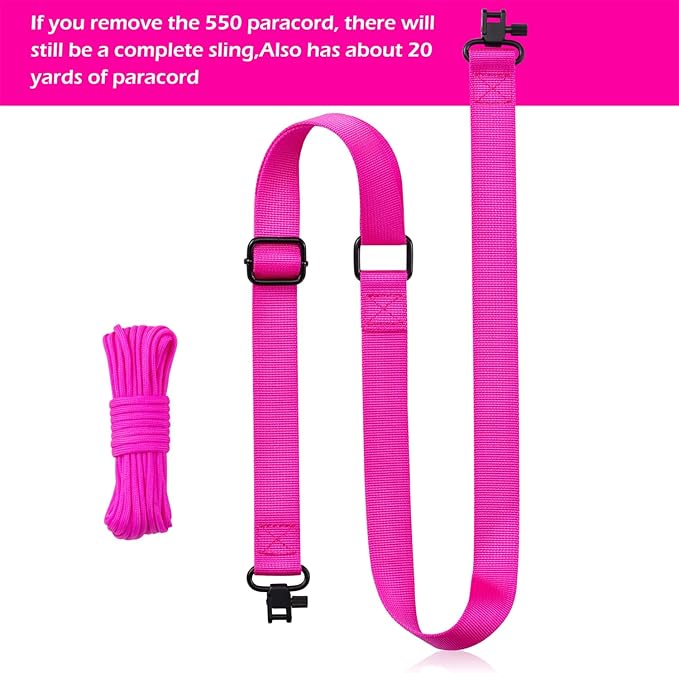 VVAAGG Two-Point Paracord Rifle Sling with Swivels, Non-Slip Gun Sling with Adjustable Length Strap