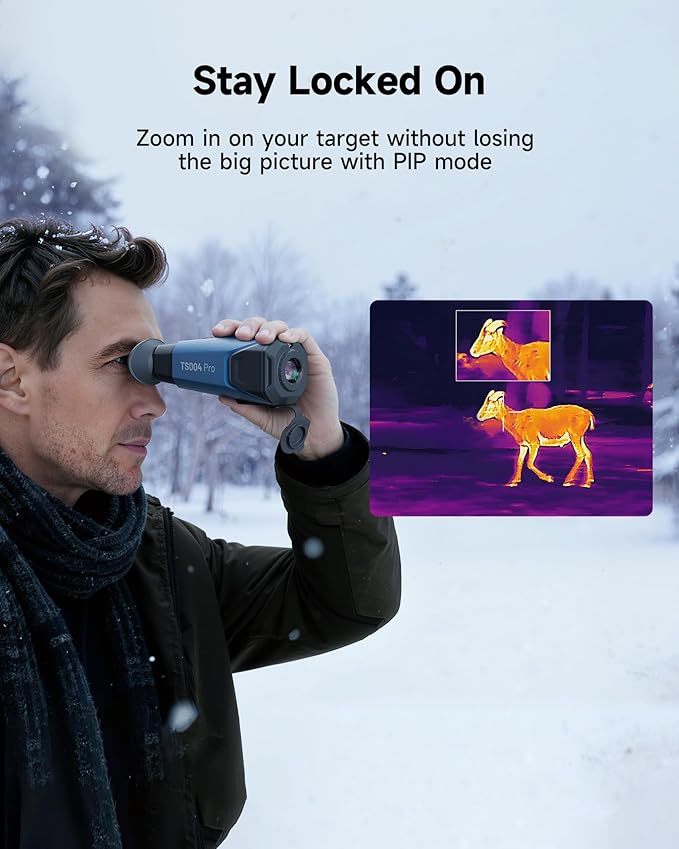 TOPDON TS004 Pro Thermal Imaging Monocular, 512 x 384 TISR 384 x 288 IR Resolution, Supported Wireless Connection, 19mm 50Hz Thermal Night Vision with 11h Battery Life, IP67 Monocular for Hunting