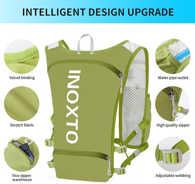 INOXTO Running Hydration Vest Backpack,Lightweight Insulated Pack with 1.5L Water Bladder Bag Daypack for Hiking Trail Running Cycling Race Marathon for Women Men