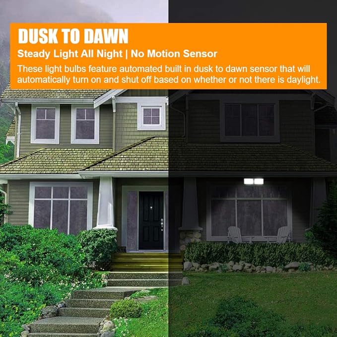 FAGUANGAO Dusk to Dawn LED Security Light,18W Plug in Flood Light Outdoor,5000k Daylight,1600lm, IP55 Waterproof,Adjustable 2 Heads Wall Light for Garage, Porch, Yard, Black,Street