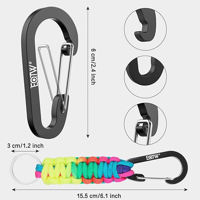 EOTW Paracord Keychain for Men Women Paracord Carabiner Backpack Keychain with Aluminum Clip for Camping Hiking Outdoor Gear