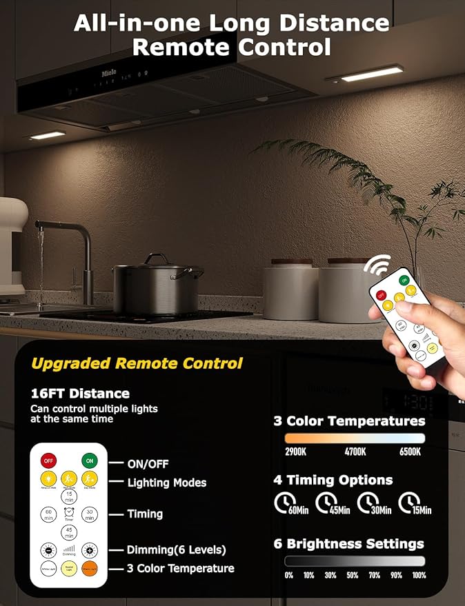 8" Ultra-Thin Under Cabinet Lighting Wireless, Aluminum Alloy Under Counter Lights for Kitchen, 3-Color-Temps Magnetic Closet Lights, Rechargeable Motion Sensor Light Indoor (4 Pack, Silver)
