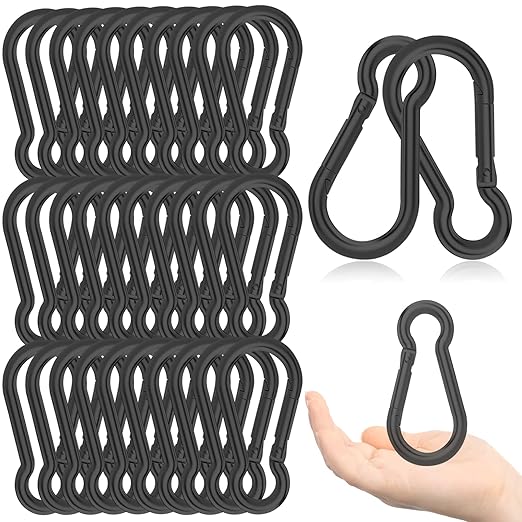 EPHECH 30PCS 4" Black Heavy Duty Spring Snap Hook, M10 3/8" Galvanized Steel Snap Hook Carabiner Quick Link Carabiner Clip, 500LBS Holding Capacity Quick Link Keychain for Swing Hammock Gym Outdoor