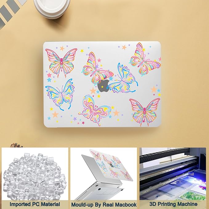 Hard Shell for MacBook 12 inch Case Retina 2015 2016 2017 Release (Model A1534),Plastic Protective Laptop Cover & Keyboard Cover Skin for Apple MacBook Air 12",Colorful Butterfly