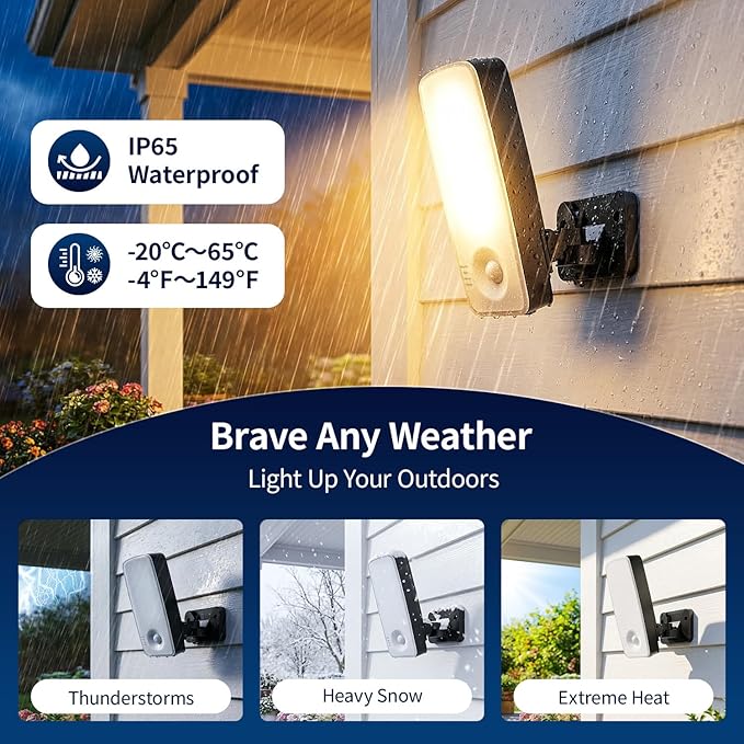 TANBABY 12000mAh Wireless Motion Sensor Outdoor Lights, Rechargeable Battery Operated Flood Lights with Remote, 3 Modes, 3CCT, Waterproof Outdoor Security Wall Lights for Outside, Garage, Porch -1PACK