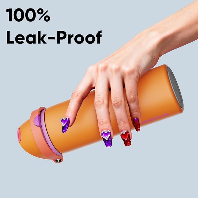 Insulated Water Bottle with Straw - Encool Stainless Steel Water Bottle with Push Button Lid, Leak-Proof & BPA-Free, Keeps Cold for 24 Hours for Sports, Travel, Gym (24 oz, Tiger Eye)