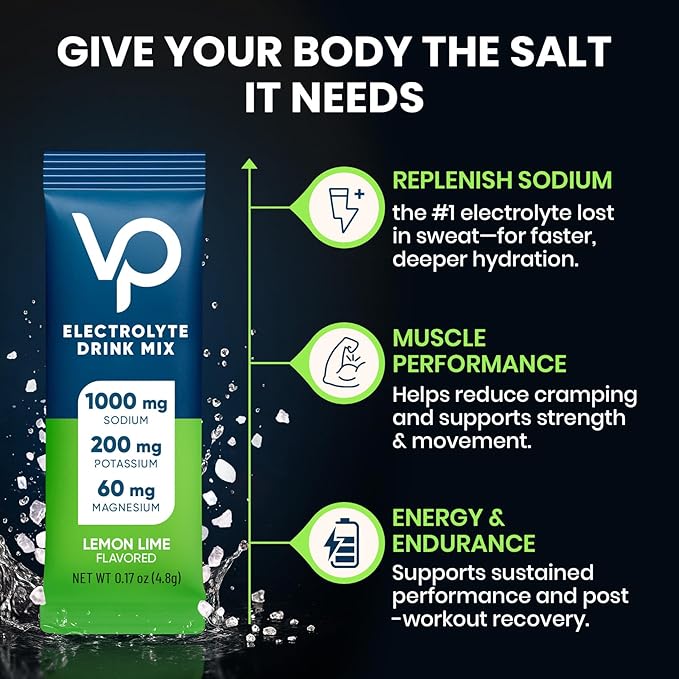 Venture Pal High Sodium Sugar-Free Electrolyte Powder Packets - Hydration Packets with Sodium, Potassium & Magnesium | Zero Calories | Vegan, Keto, and Paleo Friendly | 30 Sticks