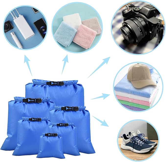 6PCS Dry Bags Waterproof, Lightweight Dry Bags for Kayaking Waterproof，Outdoor Waterproof Bag for Kayaking Hiking Boating Camping