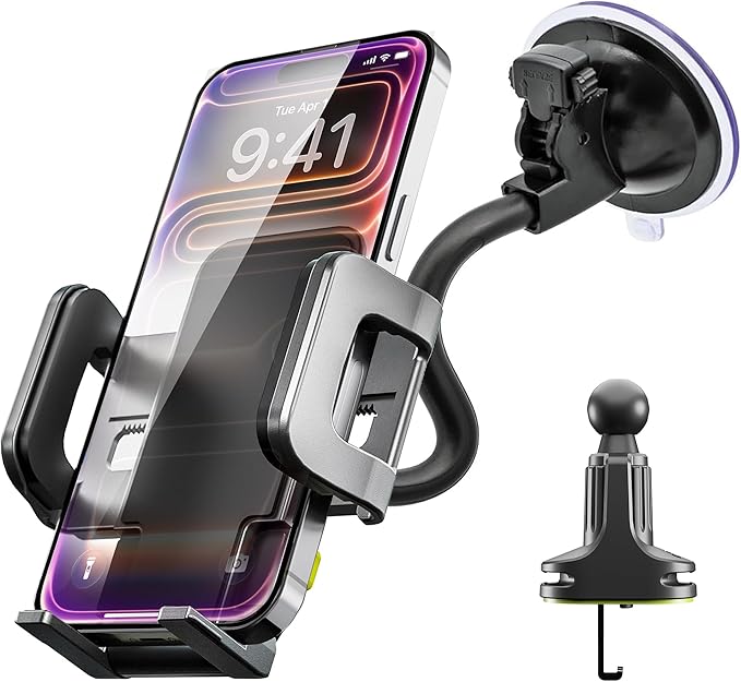 Bracketron TripGrip Window and Vent Mount, GPS Car Mount, Windshield Cell Phone Holder for Car, Includes Vent Clip