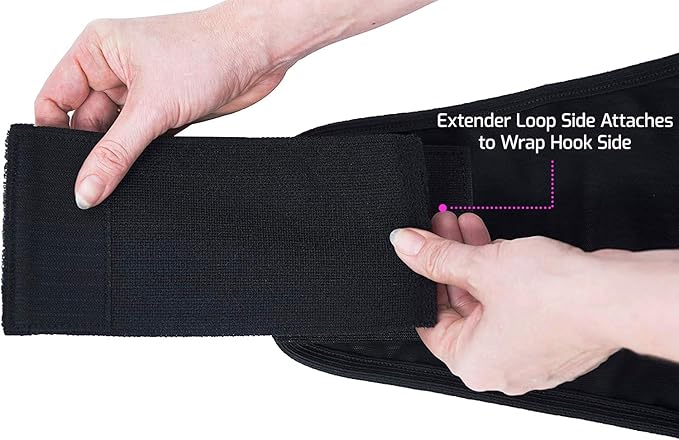 Extender Strap - Multipurpose Elastic Hook and Loop Extension for Ice Packs, Ice Belts, Back/Knee/Ankle Braces, Vests, Wraps, and Belts - Made in USA (4 x 9 Inches)