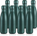 Volhoply 17oz Stainless Steel Water Bottles Bulk, Leakproof Insulated Metal Water Bottle for Sports, Travel, Adult, Available in Packs of 1, 4, or 8（Army Green,8 Pack）