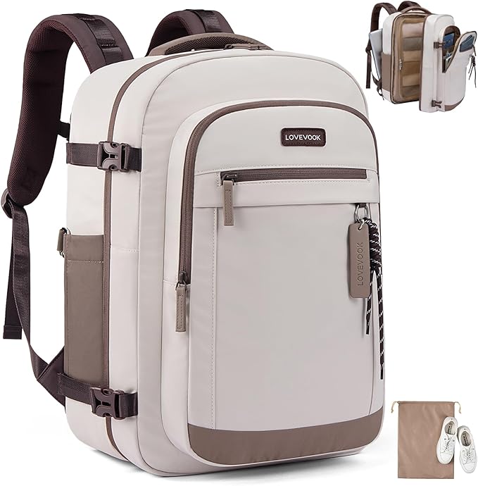 LOVEVOOK 40L Travel Backpack for Women, Airline Approved Carry On Luggage, TSA Personal Item Bag fits 15.6 Inch Laptop, Weekender Overnight Suitcase for Work