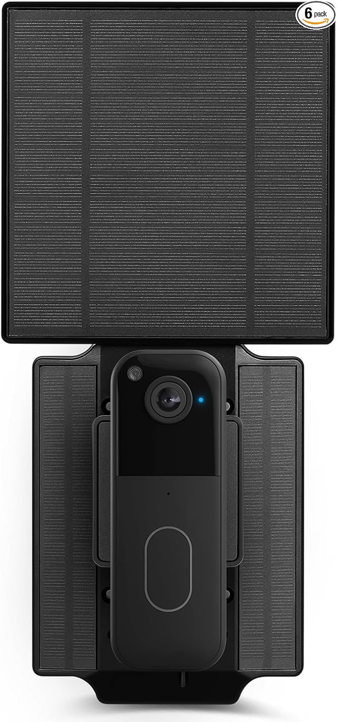 Wasserstein Solar Charger Compatible with Blink Video Doorbell (2nd Gen) – Triple Solar Panels with Built-in Battery, Continuous Power, Weather-Resistant, Easy Installation (Doorbell Not Included)