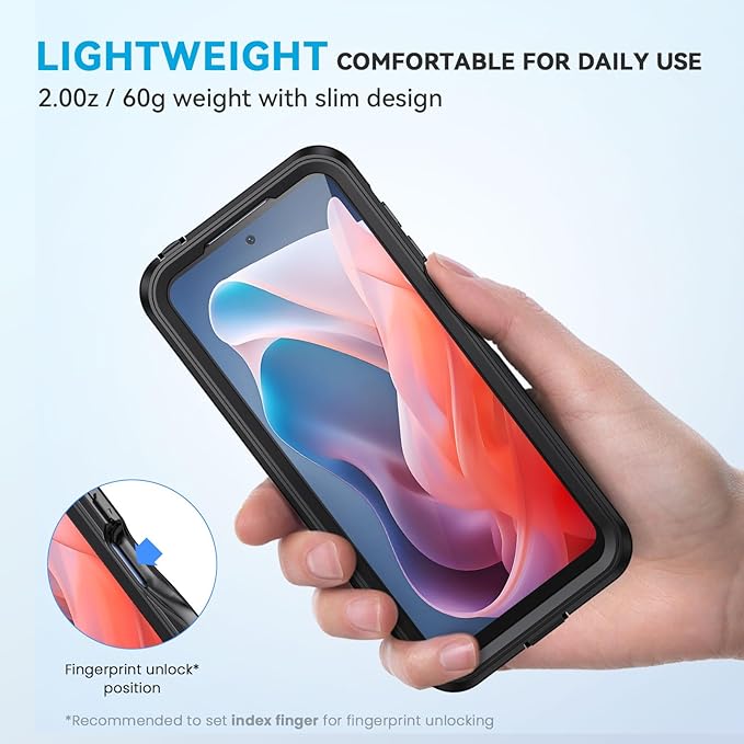 Lanhiem for Moto G Play 2024 Case, IP68 Waterproof Dustproof Shockproof Case with Built-in Screen Protector, Full Body Underwater Protective Cover for Moto G Play 2024 Only, Black