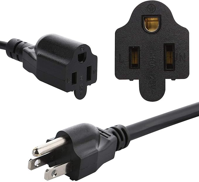 3 Prong 1 to 4 Outlet Power Cord Splitter Cord,Indoor Outdoor Cable Strip Outlet Saver,Power Extension Cable,SJT 16AWG,ETL Approved for Computer, LED Stage Light(20 Inch, Black)