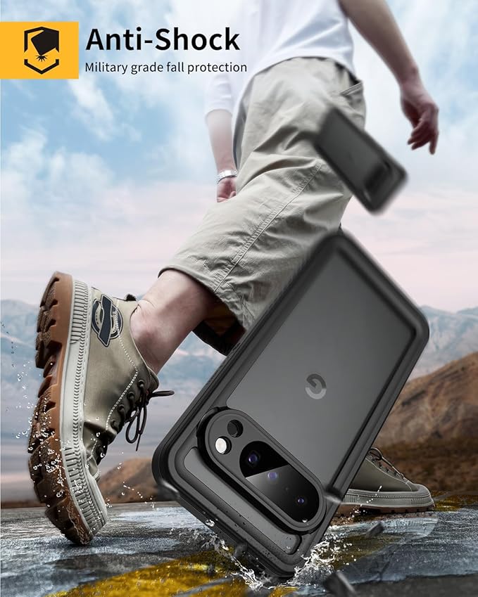 Lanhiem Pixel 10 Pro Case, IP68 Waterproof Dustproof Case with Built-in Screen Protector, Rugged Full Body Shockproof Protective Clear Cover for Google Pixel 10 Pro 6.3 Inch, Blue