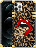 Compatible with iPhone 11 Pro Max Case, Brown Leopard Print Mouth Luxury Golden Decoration for Girl Women Soft TPU Shockproof Protective Hard PC Back for iPhone 11 Pro Max