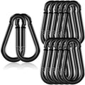 12 Pack 5.5" Heavy Duty Carabiner Clips, M14 Black Galvanized Steel Spring Snap Hooks, Rust-Resistant Keychain Clips for Hammock, Camping, Hiking, Fishing, Swing Set
