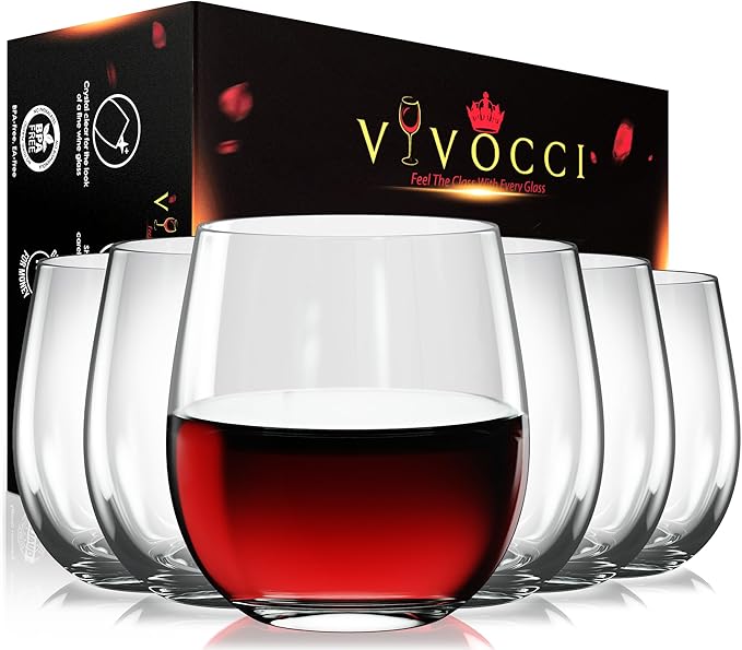 Vivocci Unbreakable Plastic Stemless Wine Glasses 12. 5 oz | 100% Tritan Heavy Base | Shatterproof Glassware | Ideal For Cocktails & Scotch | Perfect For Homes & Bars | Dishwasher Safe | Set of 6