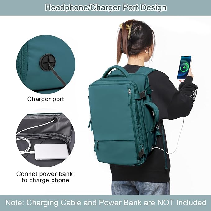 Sinaliy Travel Backpack for Men, 40L Carry On Backpack, 17 Inch Laptop Backpack, Waterproof Backpack, College Bookbag, Person Item Flight Approved Trave Bag for Women