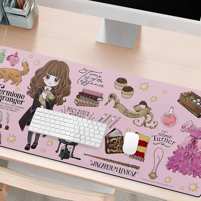 Head Case Designs Officially Licensed Harry Potter Hermione Pattern Graphics 37.4 x 15.75 x 0.16 inches (900 x 400 mm) - XL Gaming Office Desk PC Keyboard Mouse Mat Pad
