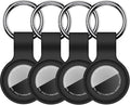 Linsaner [4 Pack] Case for AirTag 2nd Gen (2026) & 1st Gen, Silicone Holder Keychain Key Ring, Protective Cover for Air Tags, GPS Finder Accessories for Bags, Pets, Kids, Luggage, Black