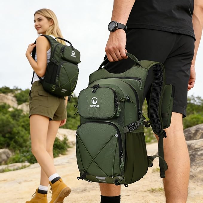 Hydration Backpack 22L, Hiking Backpack with 2L Leakproof Bladder, Sewn-in Rain Cover, Insulated Compartment for Men & Women Running, Cycling, Camping