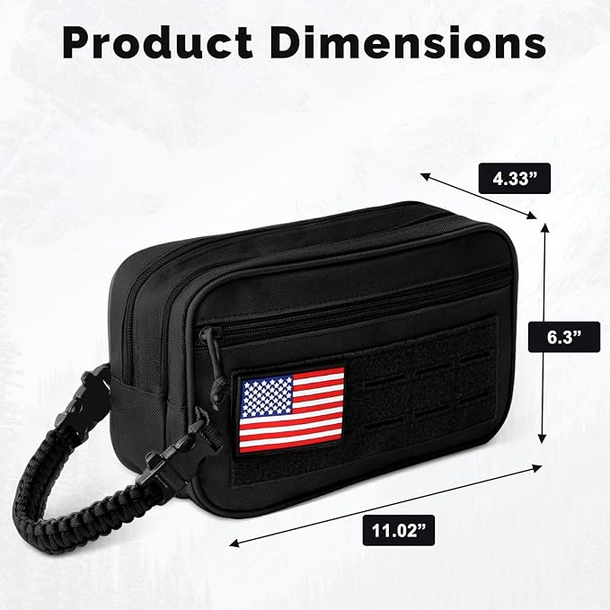 Toiletry Bag for Men Tactical Travel Dopp Kit with Wet Dry Compartment 3 Zipper Pockets 900D Water Resistant MOLLE System Organizer for Gym Hiking Travel Shaving EDC Accessories Gifts Him