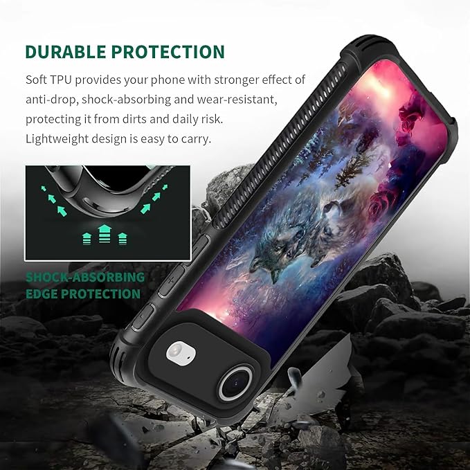 for iPhone 17 Air Case,for MagSafe Graphic Design for Girl Boy Soft Silicone Hard Acrylic Shock Protection Designed for iPhone 17 Air Star Two Wolfs Howling Pattern