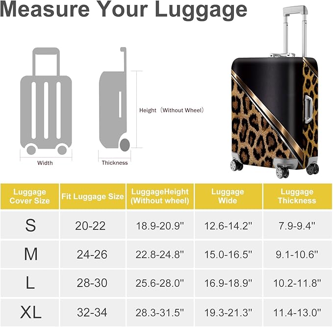 ANNA QUEEN Leopard Print Luggage Cover, Luxury Animal Pattern Suitcase Protector for 24-26 Inch Travel Bags