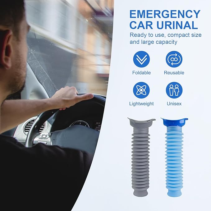 Pee Bottles for Men, Portable Urinal for Men, Collapsible Urine Bottle 750ML, Car Urinals for Men and Women, Emergency Urinal Shrinkable Pocket Toilet for Travel, Camping, Traffic Jam, Road Trips