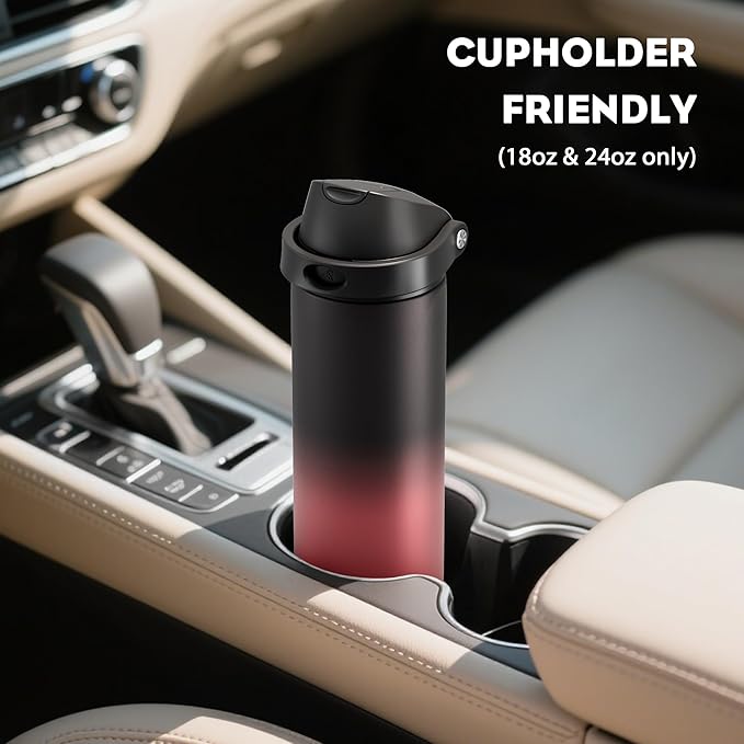POWCAN 24 oz Stainless Steel Water Bottle: 2-in-1 Push-Button Spout & Quick-Flip Straw, Leakproof, Keep Cold 24Hrs, Fits Car Cup Holder, Insulated Water Bottle for Sports, Travel, School, Gift (Queen)